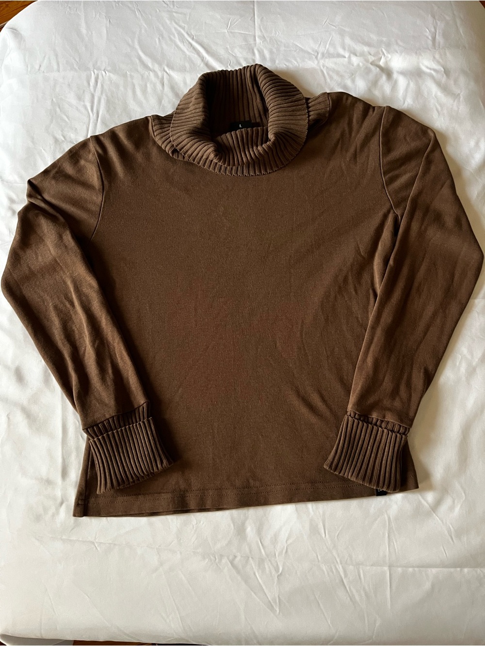 Classic Brown Ribbed Cowl Neck Sweater